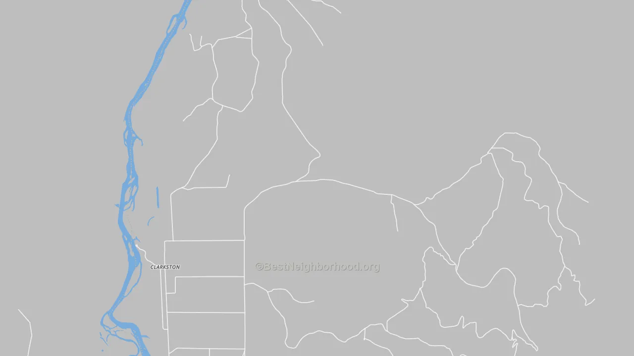 Walk Grade map of Ponderosa Pines, MT, walkable areas in green and car-dependent areas in red