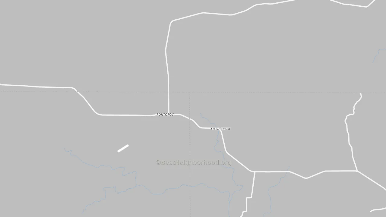 Walk Grade map of Pontotoc, TX, walkable areas in green and car-dependent areas in red