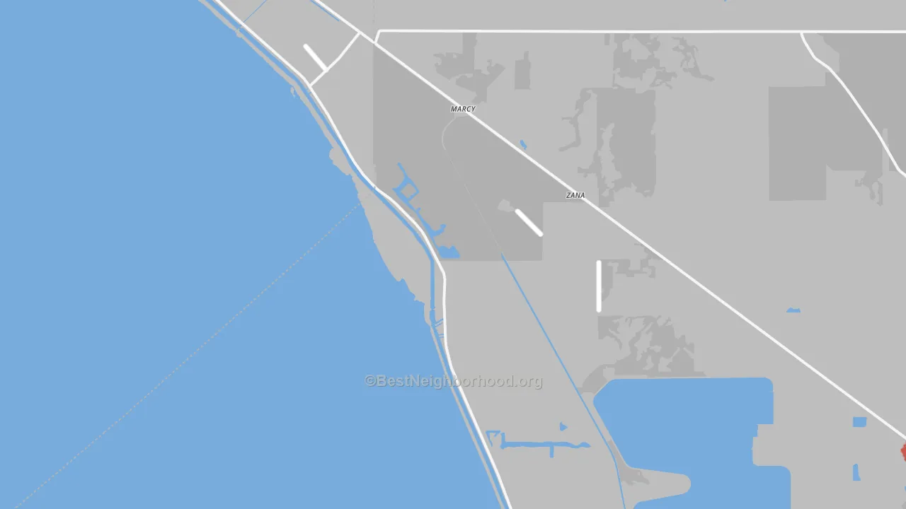 Walk Grade map of Port Mayaca, FL, walkable areas in green and car-dependent areas in red