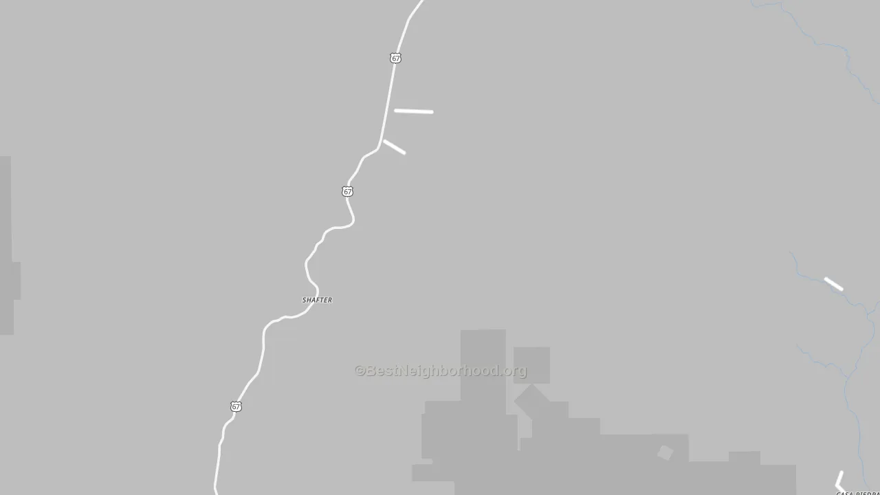 Walk Grade map of Presidio County, TX, walkable areas in green and car-dependent areas in red