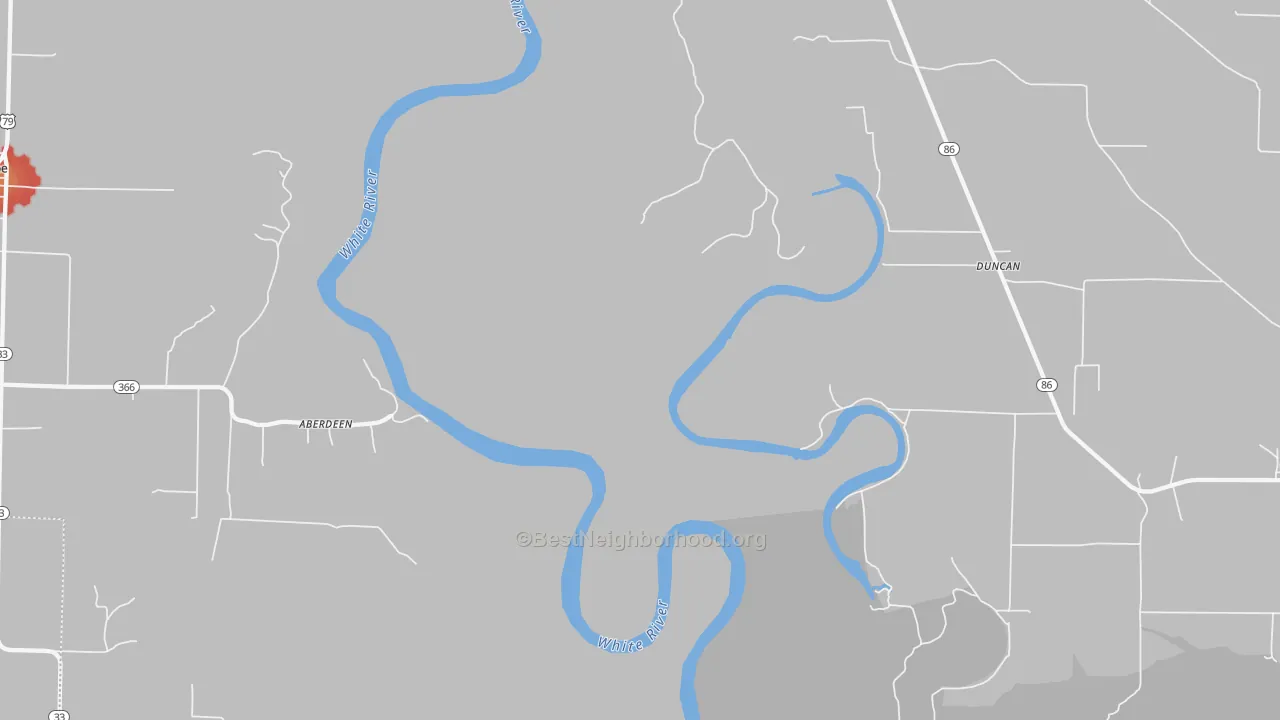 Walk Grade map of Preston Ferry, AR, walkable areas in green and car-dependent areas in red
