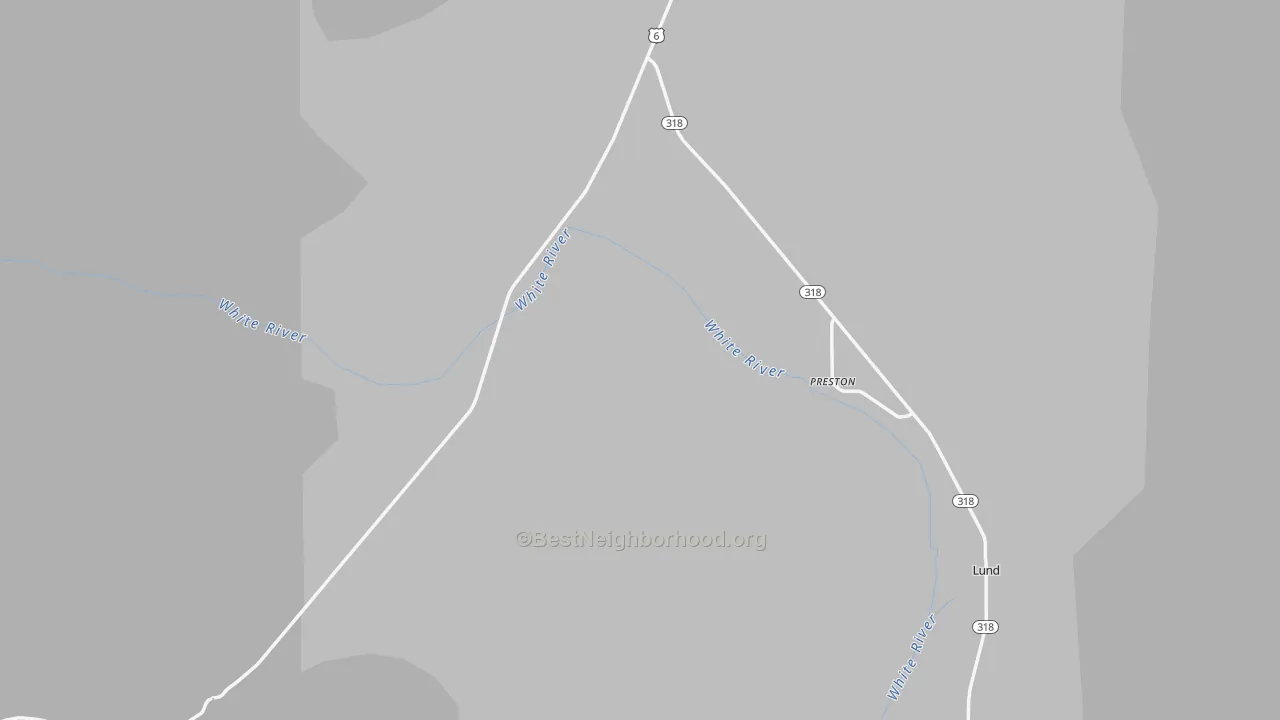 Walk Grade map of Preston, NV, walkable areas in green and car-dependent areas in red