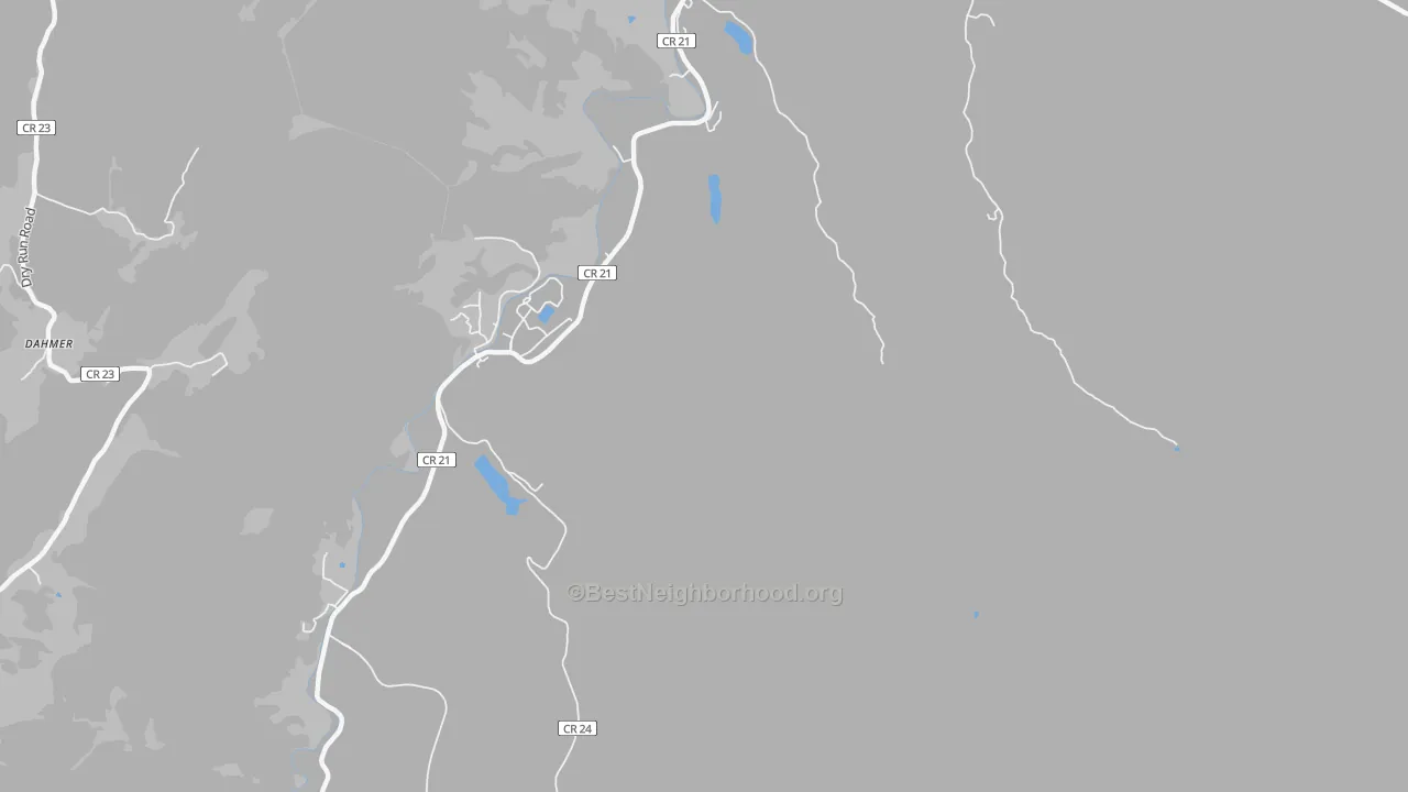 Walk Grade map of Propstburg, WV, walkable areas in green and car-dependent areas in red