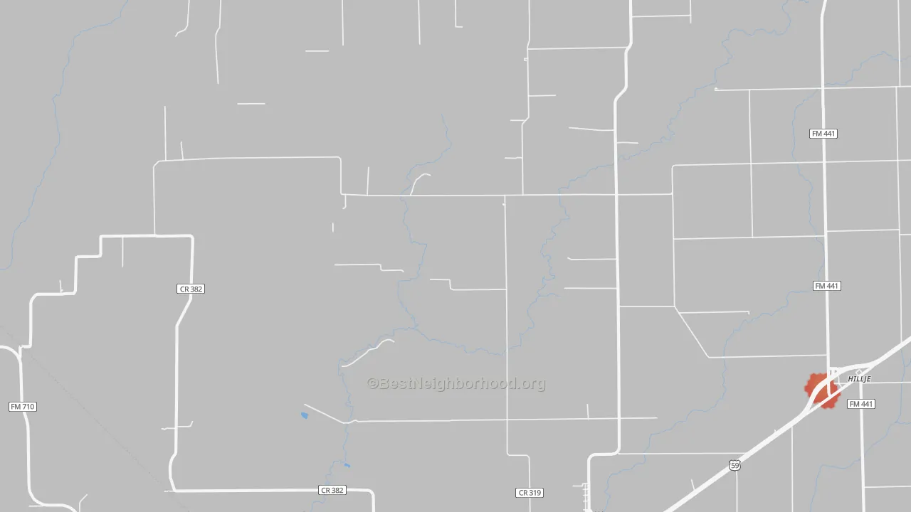 Walk Grade map of Provident City, TX, walkable areas in green and car-dependent areas in red
