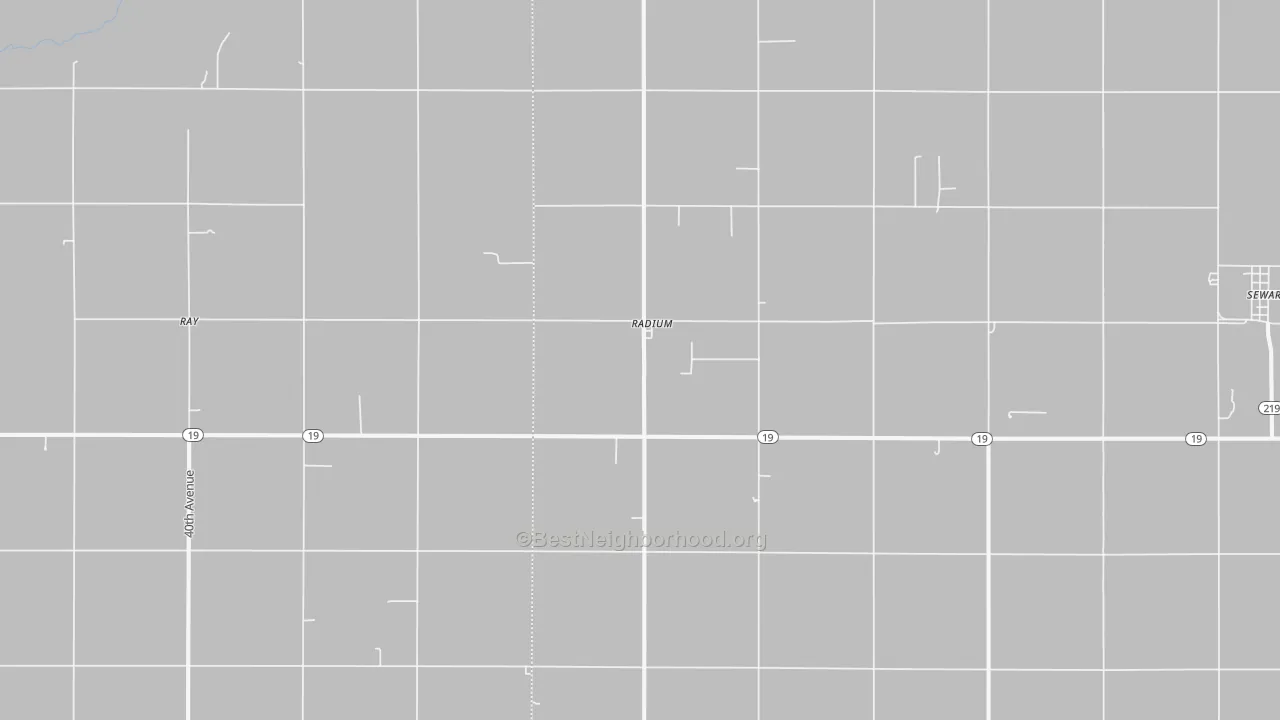 Walk Grade map of Radium, KS, walkable areas in green and car-dependent areas in red