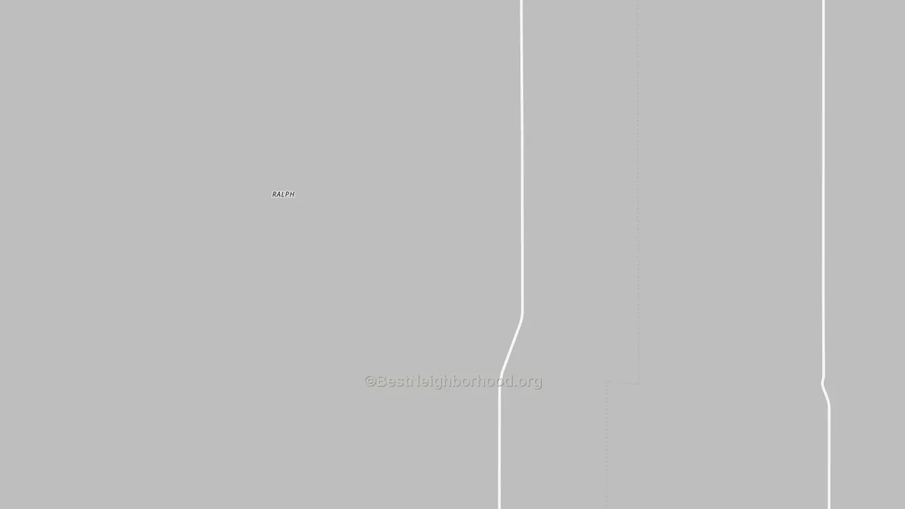 Walk Grade map of Ralph, SD, walkable areas in green and car-dependent areas in red
