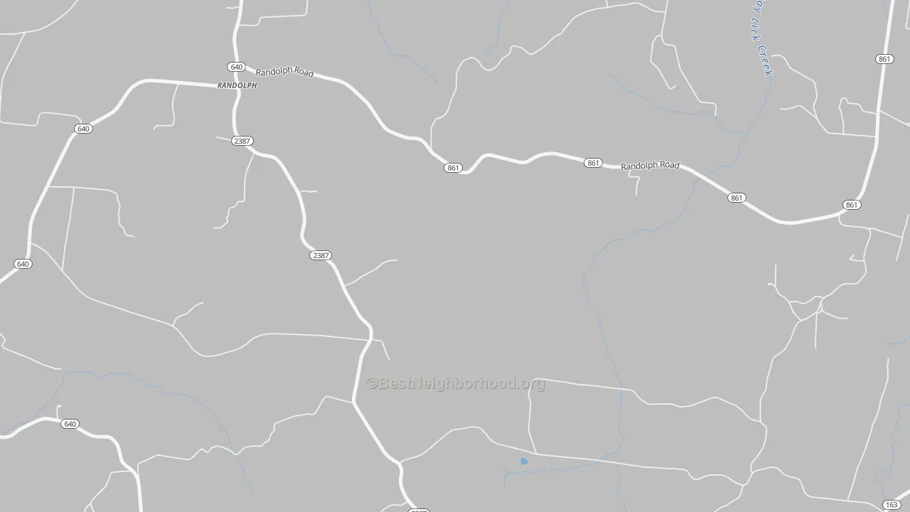 Walk Grade map of Randolph, KY, walkable areas in green and car-dependent areas in red