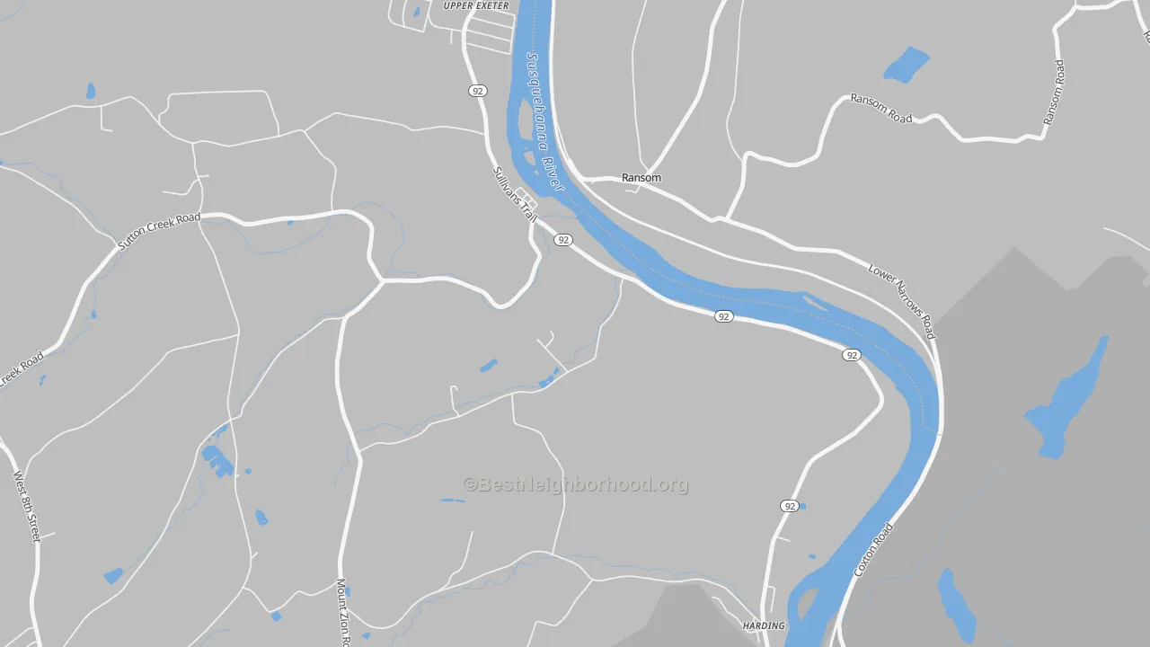 Walk Grade map of Ransom, PA, walkable areas in green and car-dependent areas in red