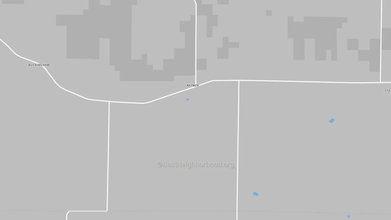 Walk Grade map of Raymer, CO, walkable areas in green and car-dependent areas in red