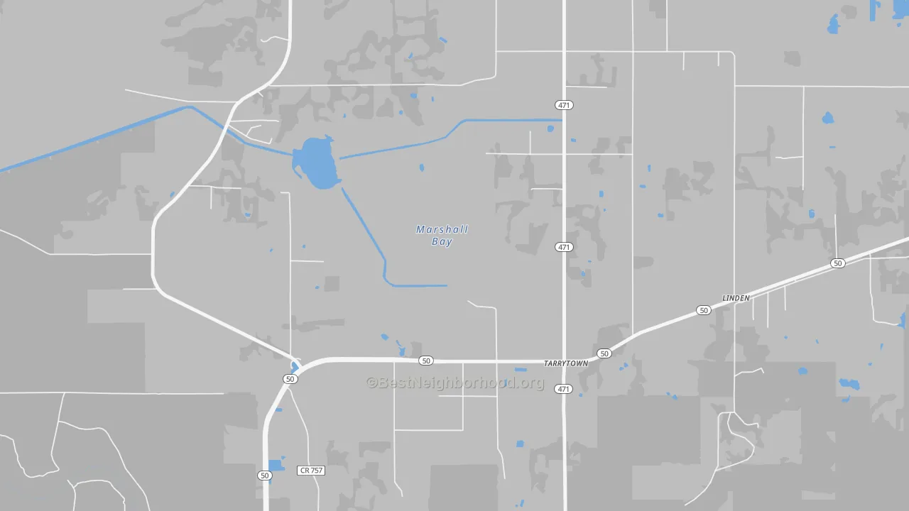 Walk Grade map of Rdg Mnr Est, FL, walkable areas in green and car-dependent areas in red