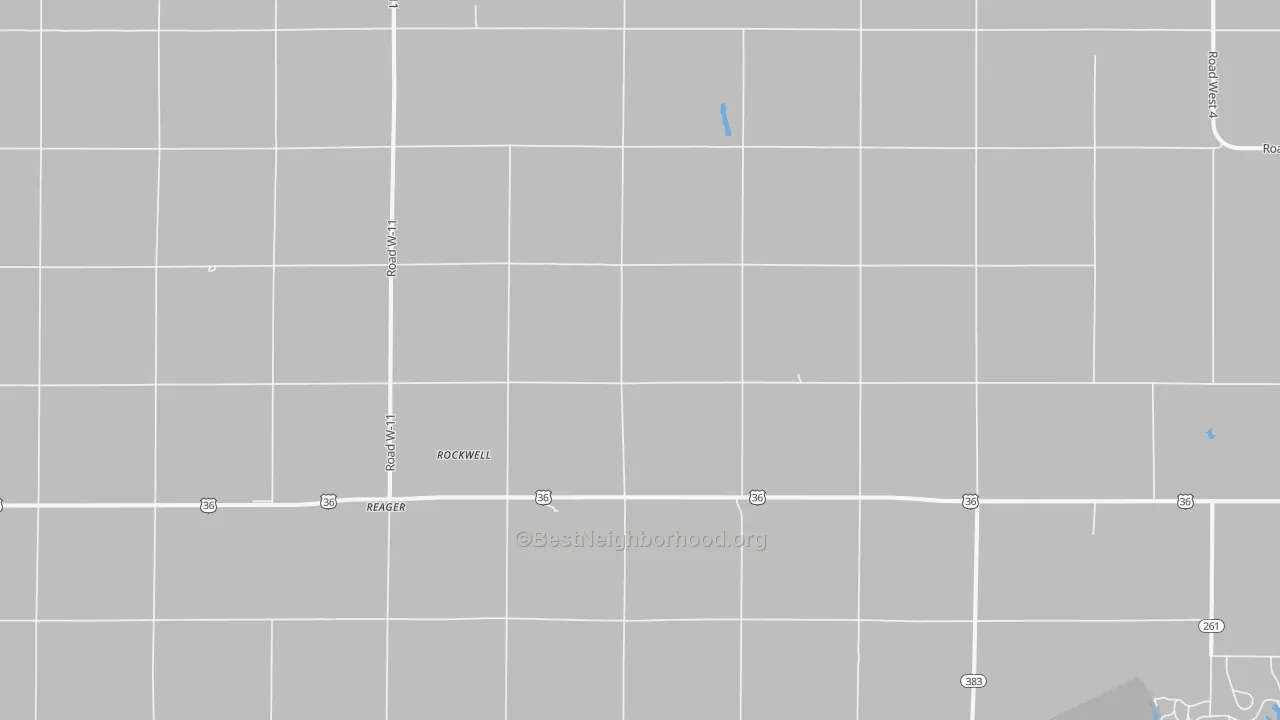 Walk Grade map of Reager, KS, walkable areas in green and car-dependent areas in red