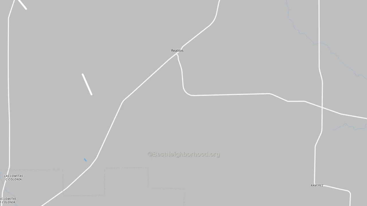Walk Grade map of Realitos, TX, walkable areas in green and car-dependent areas in red