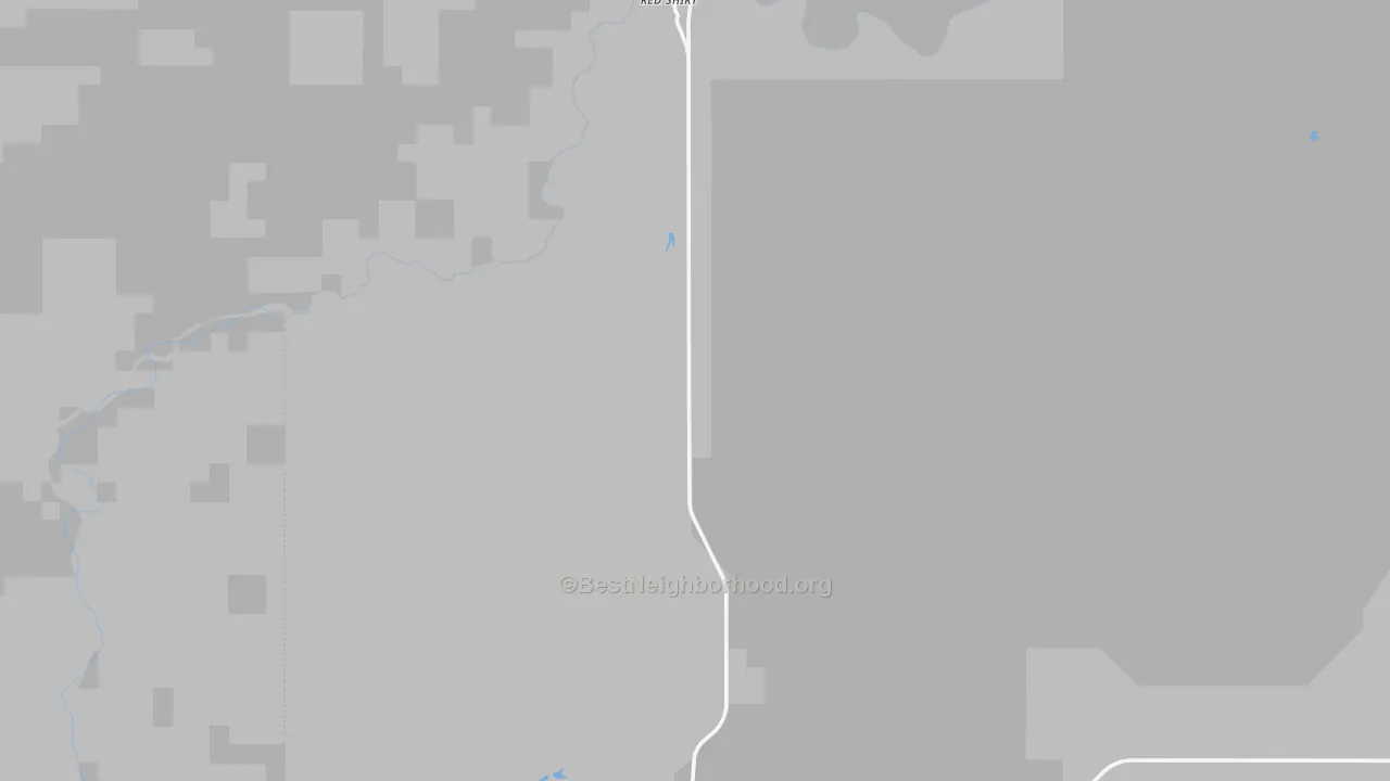 Walk Grade map of Red Shirt, SD, walkable areas in green and car-dependent areas in red
