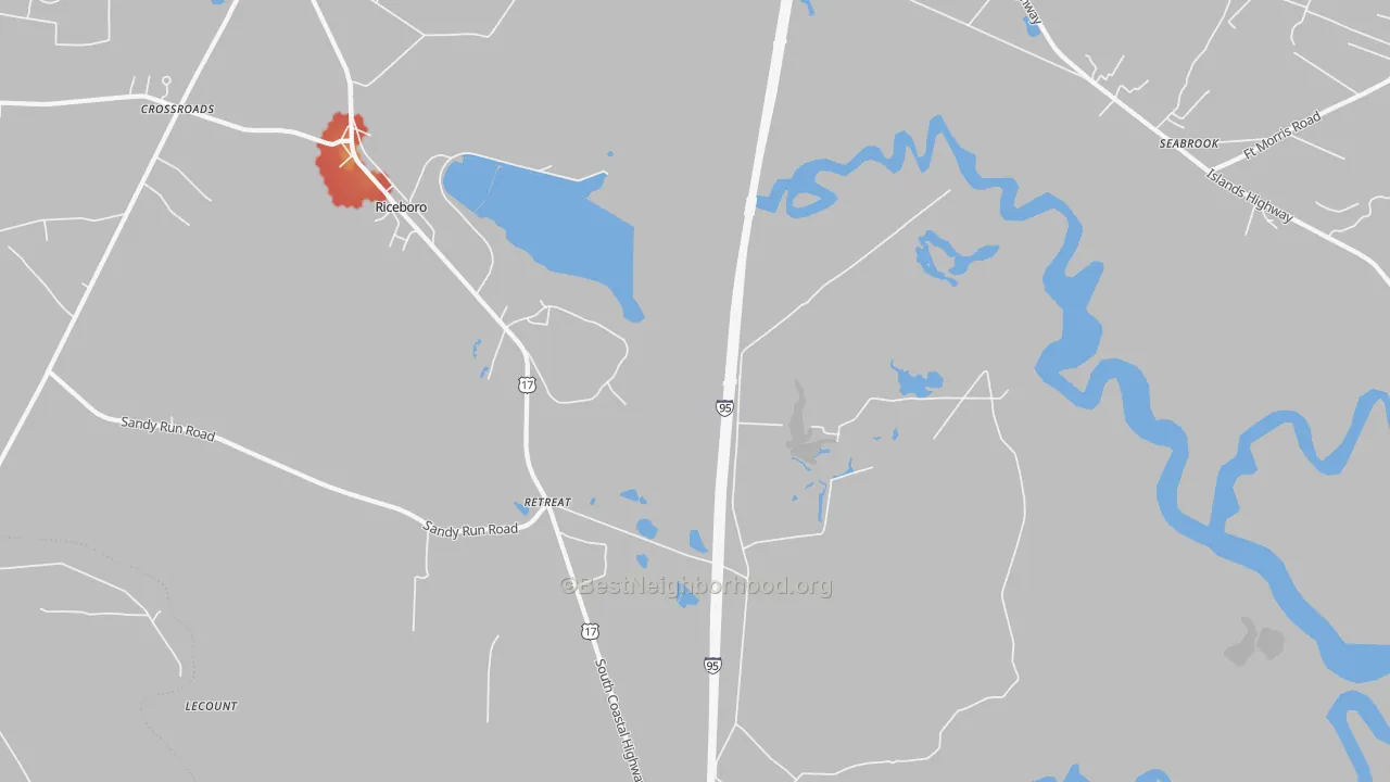 Walk Grade map of Retreat, GA, walkable areas in green and car-dependent areas in red