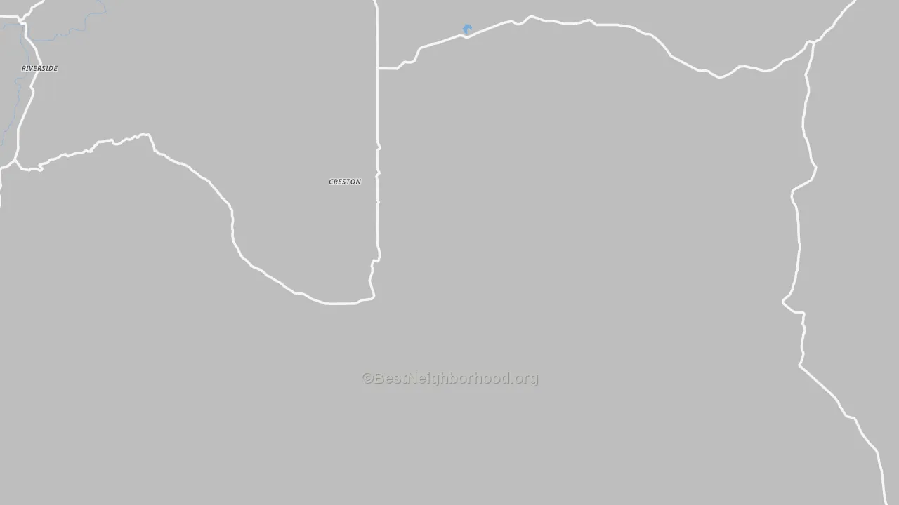 Walk Grade map of Riverside, OR, walkable areas in green and car-dependent areas in red
