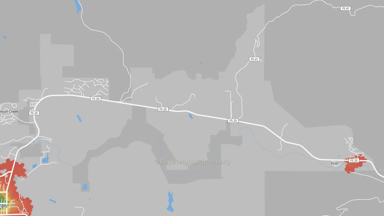 Walk Grade map of Robe, WA, walkable areas in green and car-dependent areas in red