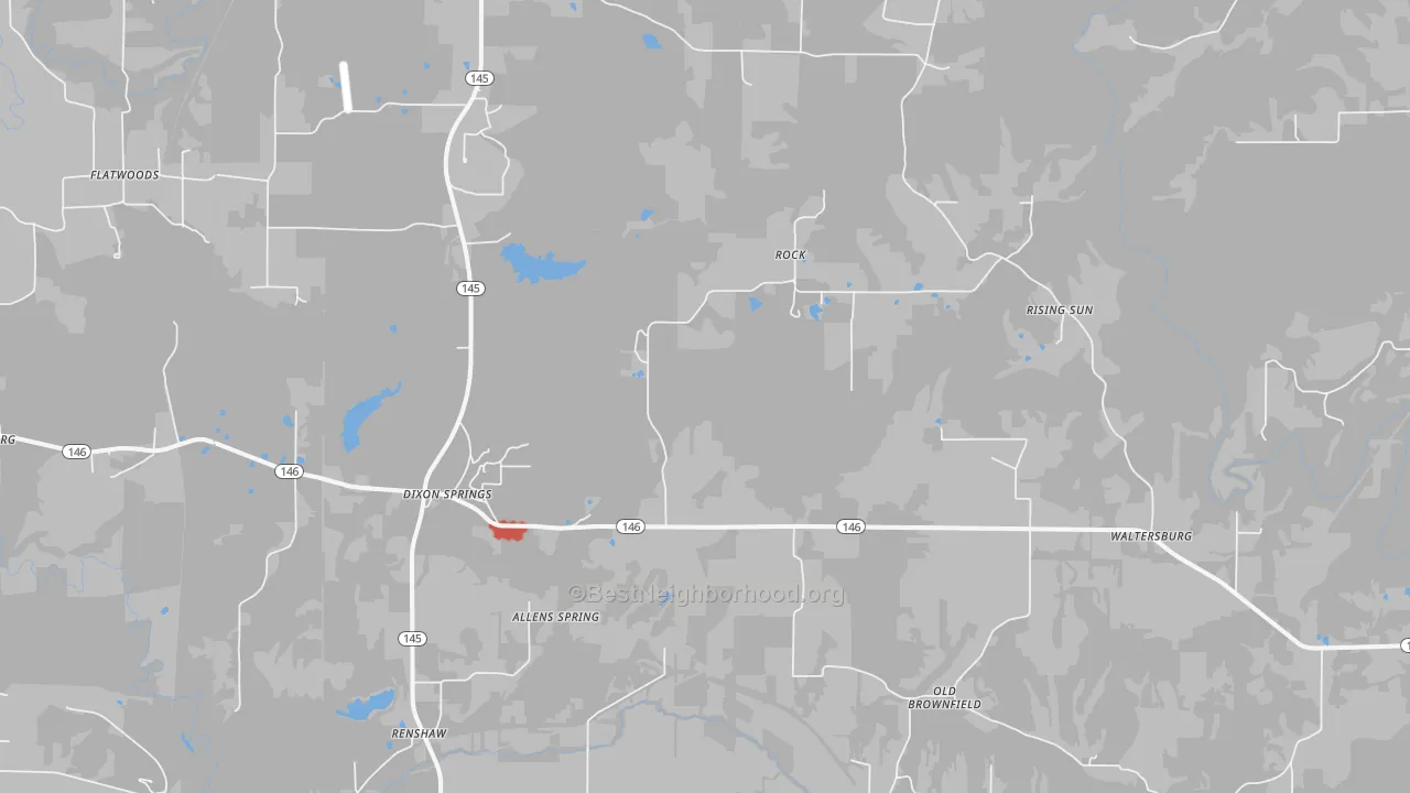 Walk Grade map of Rock, IL, walkable areas in green and car-dependent areas in red