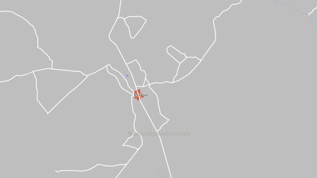 Walk Grade map of Rock Point, AZ, walkable areas in green and car-dependent areas in red