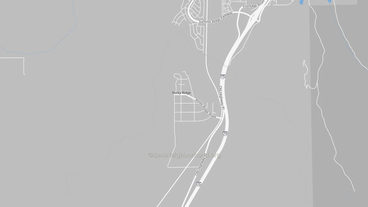 Walk Grade map of Rocky Ridge, UT, walkable areas in green and car-dependent areas in red
