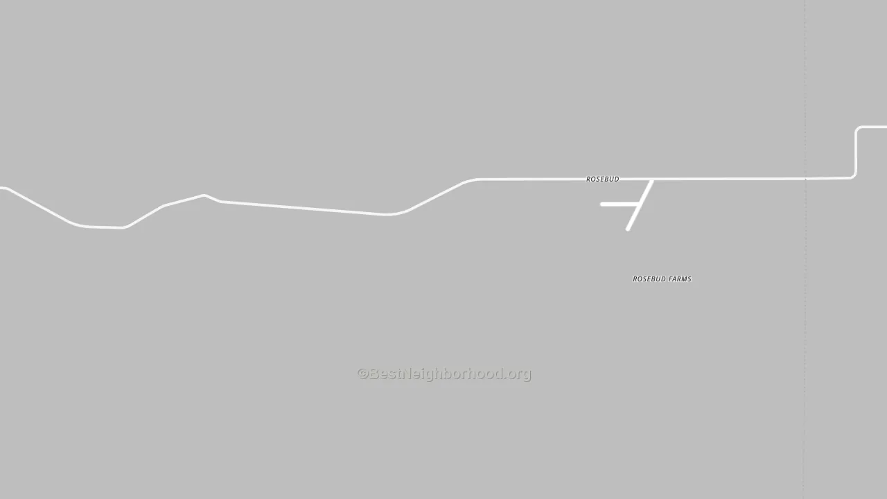 Walk Grade map of Rosebud, NM, walkable areas in green and car-dependent areas in red