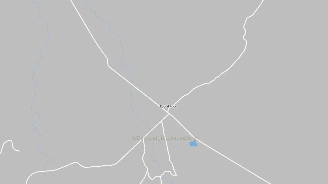 Walk Grade map of Round Rock, AZ, walkable areas in green and car-dependent areas in red