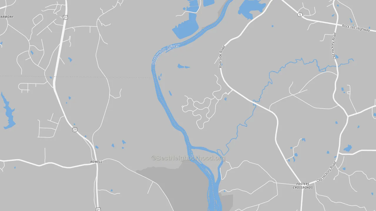 Walk Grade map of Rowell, SC, walkable areas in green and car-dependent areas in red
