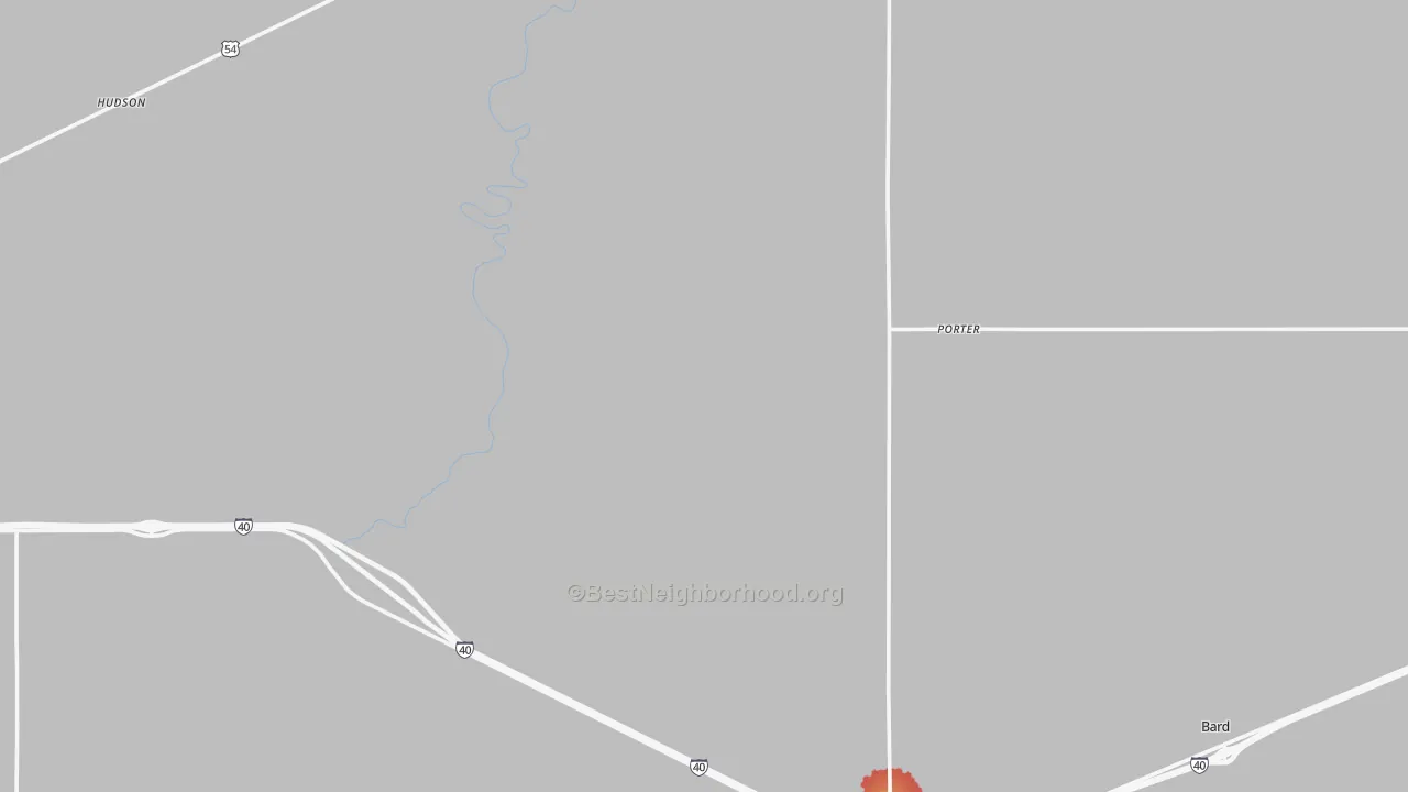 Walk Grade map of San Jon, NM, walkable areas in green and car-dependent areas in red