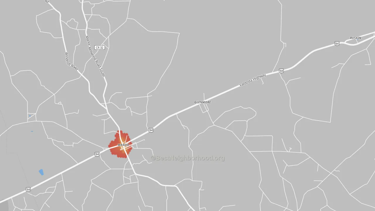 Walk Grade map of Sand Hill, GA, walkable areas in green and car-dependent areas in red