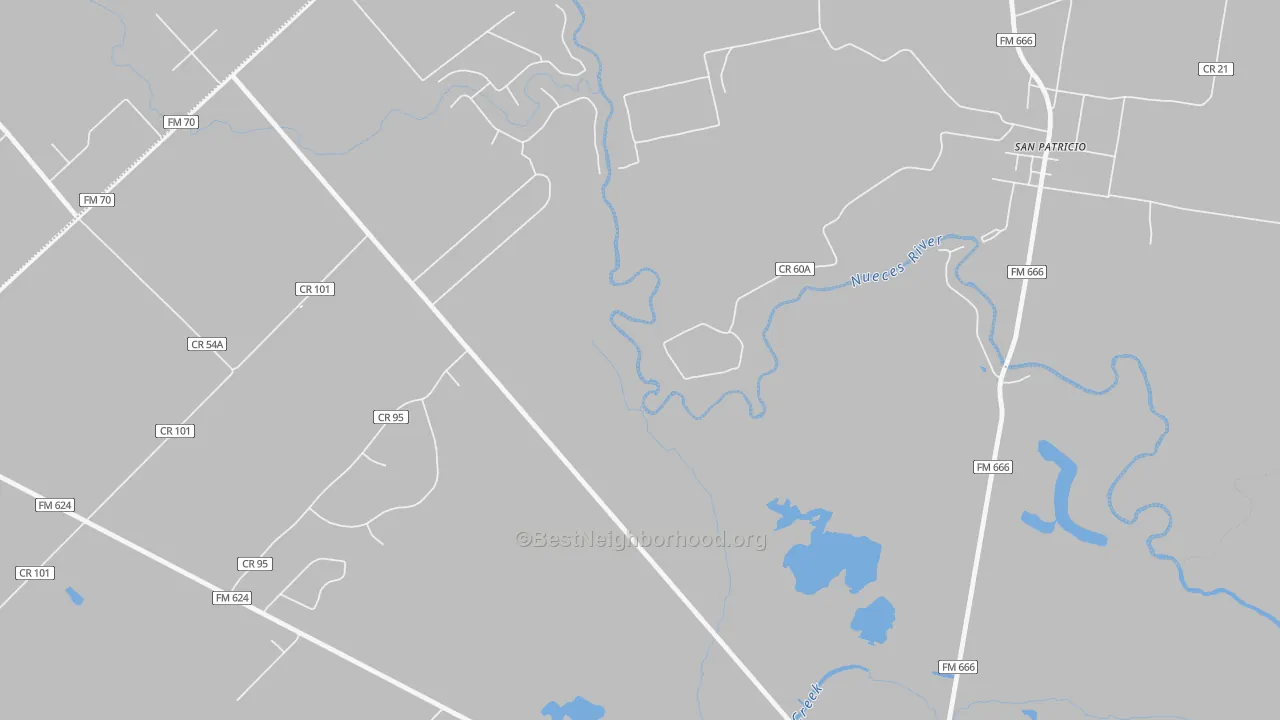 Walk Grade map of Sandy Hollow-Escondidas, TX, walkable areas in green and car-dependent areas in red