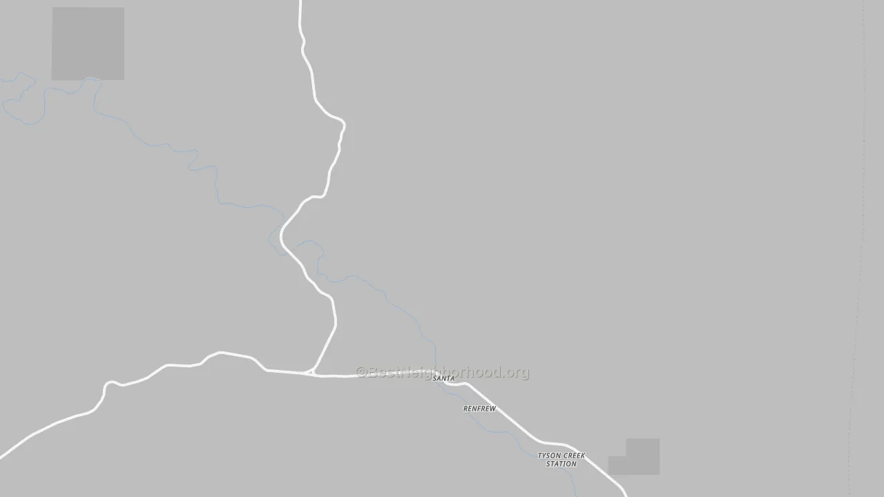 Walk Grade map of Santa, ID, walkable areas in green and car-dependent areas in red