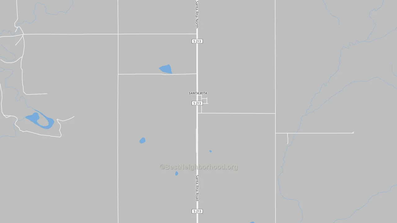 Walk Grade map of Santa Rita, MT, walkable areas in green and car-dependent areas in red