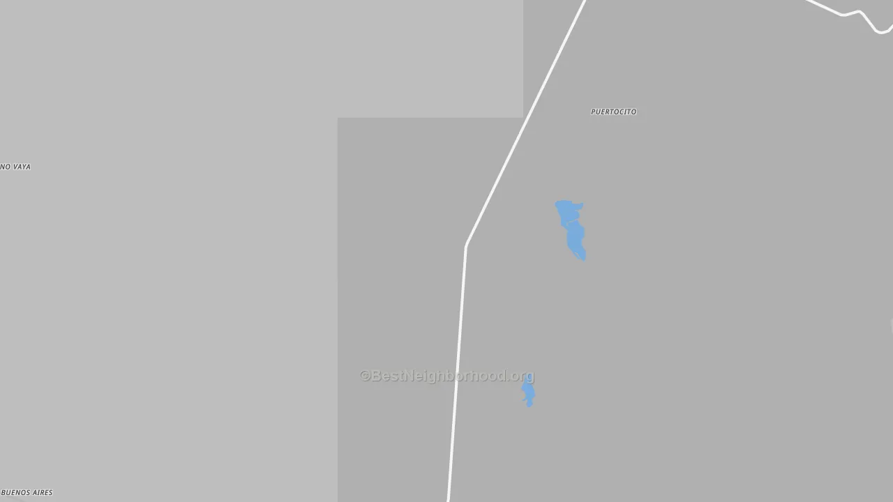 Walk Grade map of Sasabe, AZ, walkable areas in green and car-dependent areas in red
