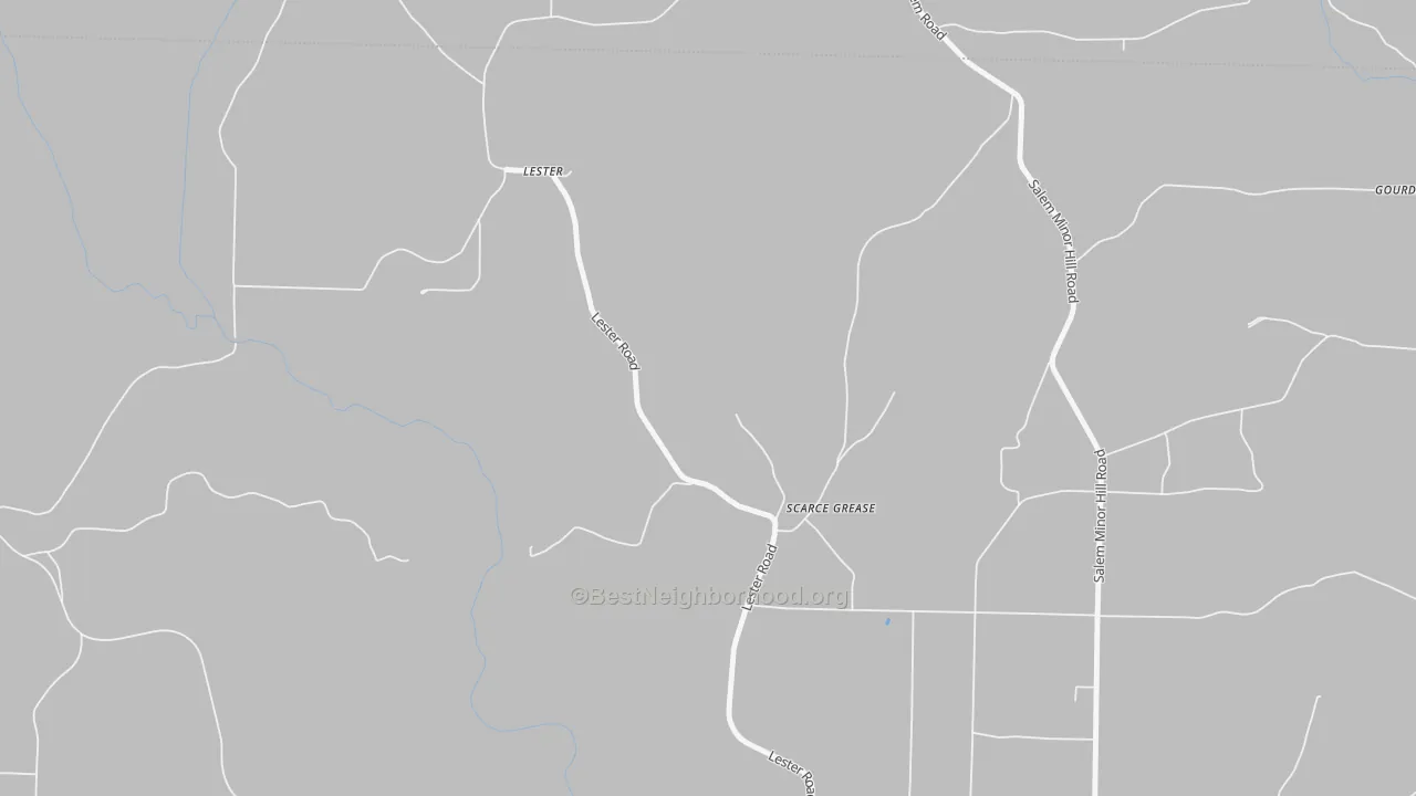 Walk Grade map of Scarce Grease, AL, walkable areas in green and car-dependent areas in red