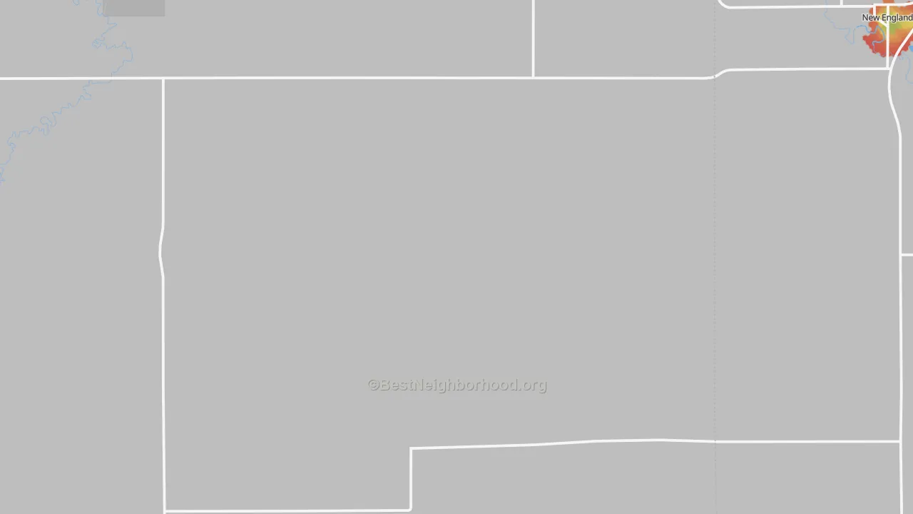 Walk Grade map of Schefield, ND, walkable areas in green and car-dependent areas in red