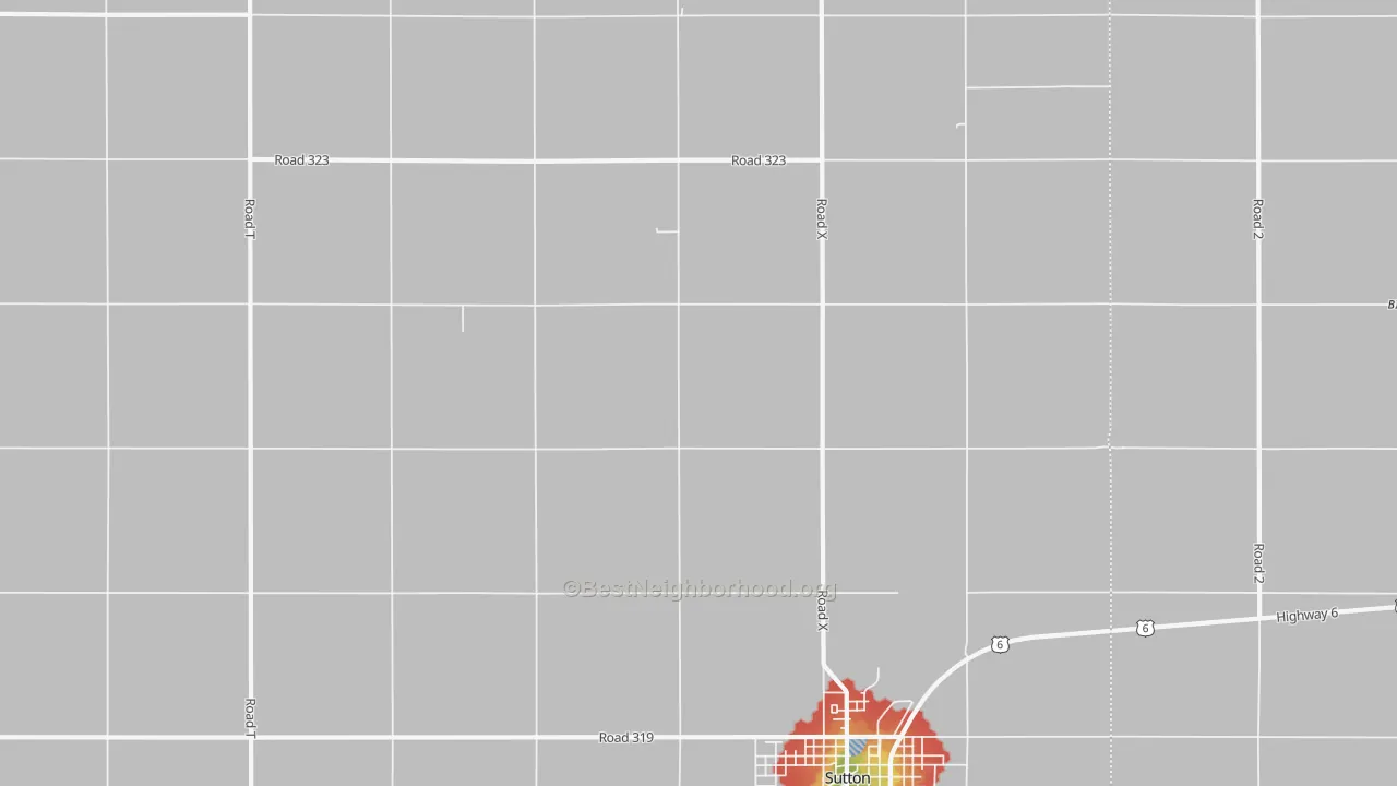 Walk Grade map of School Creek, NE, walkable areas in green and car-dependent areas in red