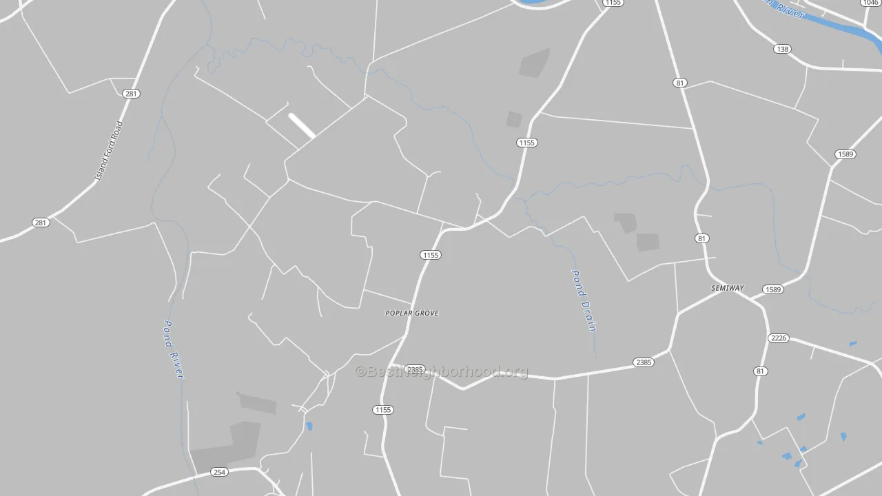 Walk Grade map of Semiway, KY, walkable areas in green and car-dependent areas in red