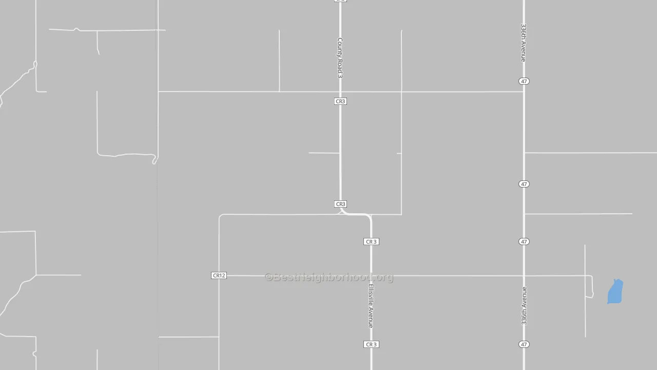 Walk Grade map of Seneca, SD, walkable areas in green and car-dependent areas in red