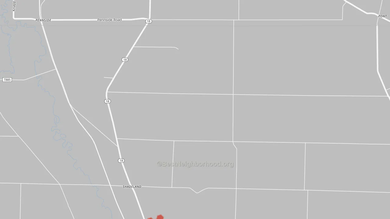 Walk Grade map of Shadeland, PA, walkable areas in green and car-dependent areas in red