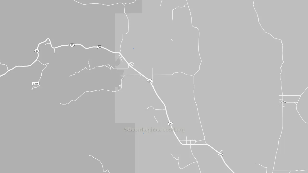 Walk Grade map of Sharon, ID, walkable areas in green and car-dependent areas in red