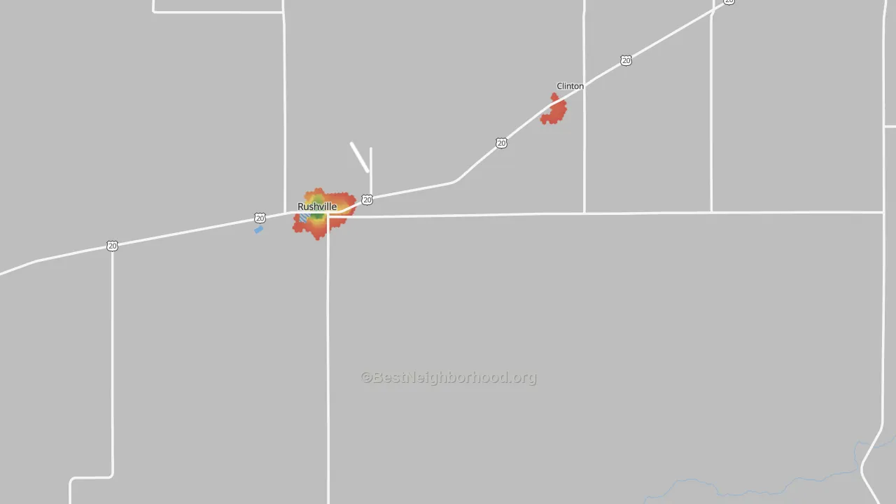 Walk Grade map of Sheridan County, NE, walkable areas in green and car-dependent areas in red