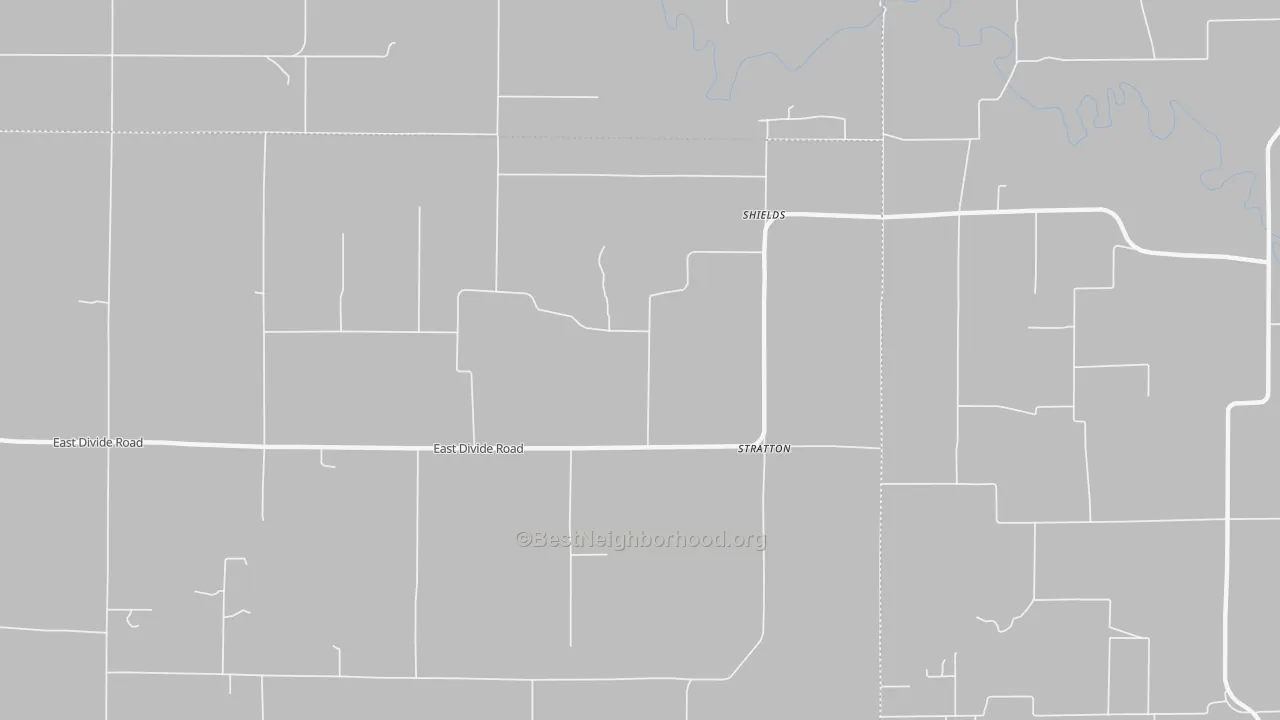 Walk Grade map of Shields, IL, walkable areas in green and car-dependent areas in red