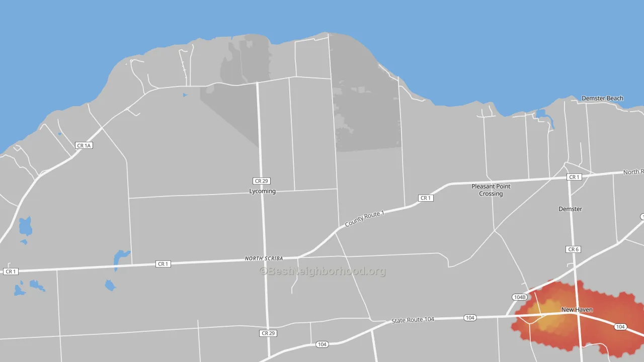 Walk Grade map of Shore Oaks, NY, walkable areas in green and car-dependent areas in red