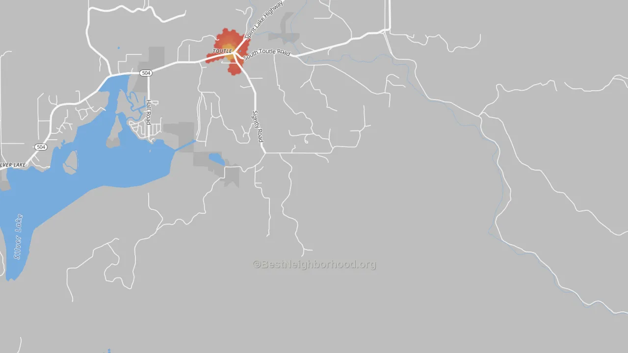 Walk Grade map of Sightly, WA, walkable areas in green and car-dependent areas in red