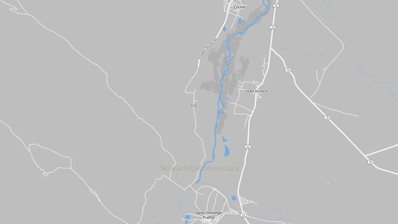 Walk Grade map of Sile, NM, walkable areas in green and car-dependent areas in red