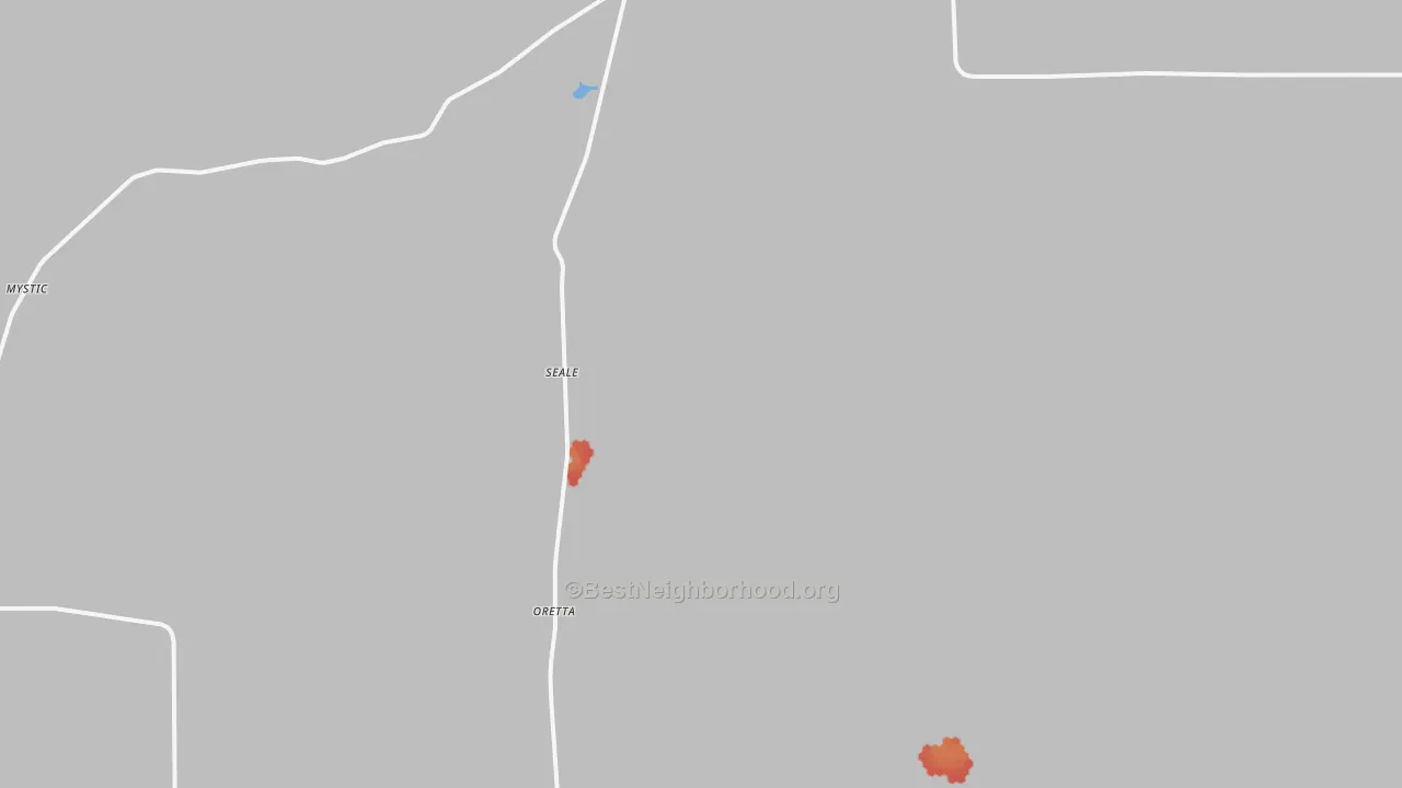 Walk Grade map of Singer, LA, walkable areas in green and car-dependent areas in red