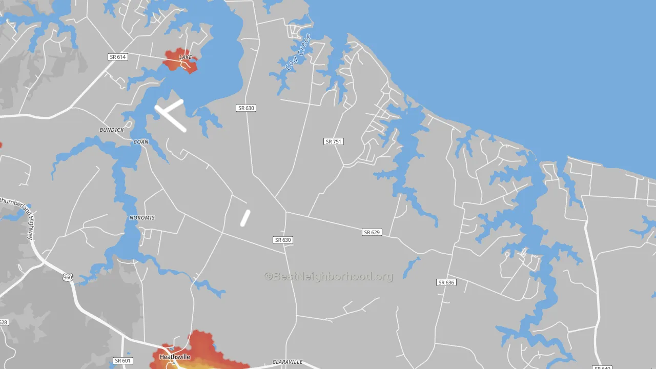 Walk Grade map of Sissons Corner, VA, walkable areas in green and car-dependent areas in red
