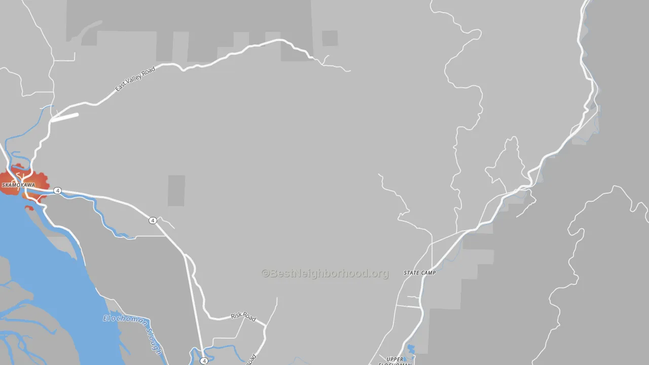 Walk Grade map of Sleepy Hollow, WA, walkable areas in green and car-dependent areas in red