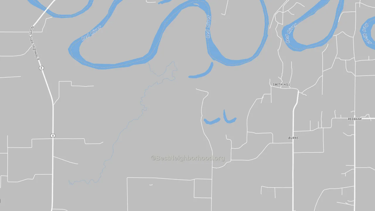 Walk Grade map of Smith Hill, TX, walkable areas in green and car-dependent areas in red