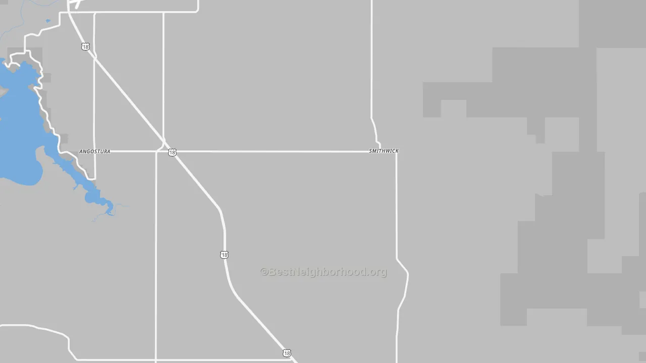 Walk Grade map of Smithwick, SD, walkable areas in green and car-dependent areas in red