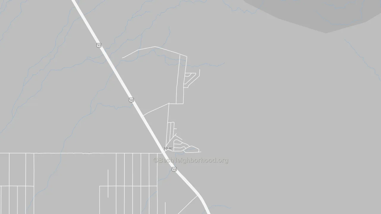 Walk Grade map of So-Hi, AZ, walkable areas in green and car-dependent areas in red